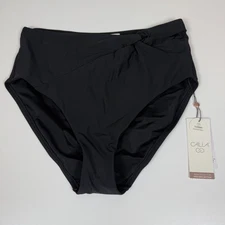 NWT Calia Swim High Rise Bikini Bottom Womens Medium Black Side Twist ($44.00)