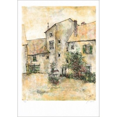 GANTNER Bernard - Original Lithographie ''Innenhof'' 76x54cm