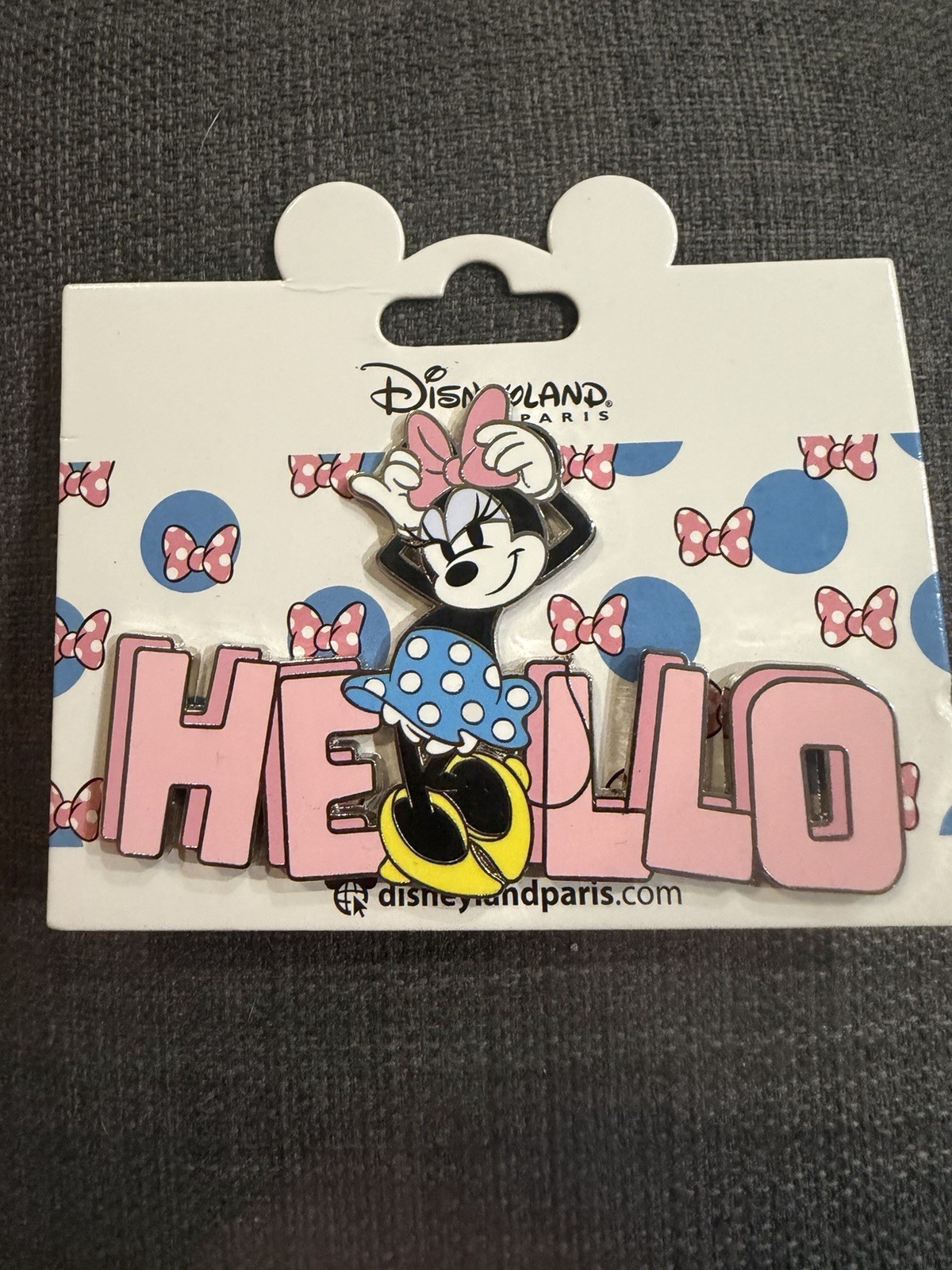 Disneyland Paris Minnie Mouse Hello Dots Pin Trading Large Badge Disney Parks