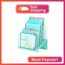 Delifox Inclined Desk File Organizer,Vertical File Folder Holder Stand Metal Rac
