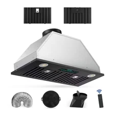 30 In. 900 CFM Convertible Ductless to Ducted Insert Range Hood in Black with a