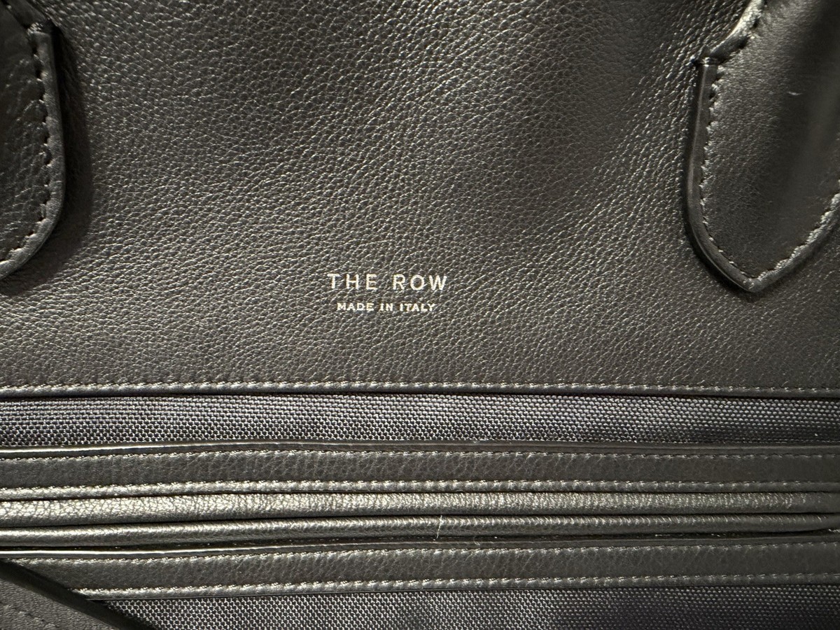 The Row Black Margaux 17 Inside-Out Tote Bag in Canvas and Leather