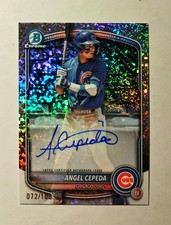 Angel Cepeda RC AUTO 2025 Bowman Chrome REFRACTOR Mini-Diamond 072/100 Cubs z1