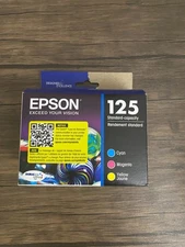 Lot of 4 Genuine Epson Ink 125 Cartridges Cyan, Magenta, Yellow Exp 04.2027