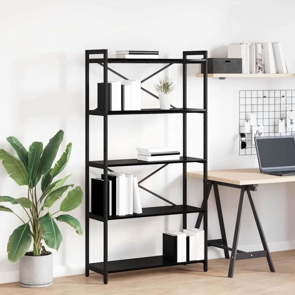 BüCherregal 80 X 30 X 155 Cm Holzwerkstoff Schwarz Eichen-Optik-image