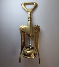 VTG Brass Corkscrew Toni Corkpuller Italy Parterno Import Wine Opener Barware
