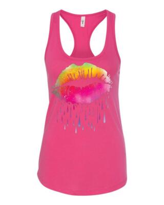 Ladies Neon Lips Like Sugar Women's Racerback Tank Top