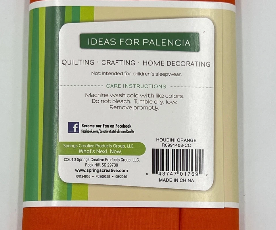 Creative Cuts Palencia Broadcloth Craft Fabric Orange 2 Yards 72" X 44 - Image 4 of 4