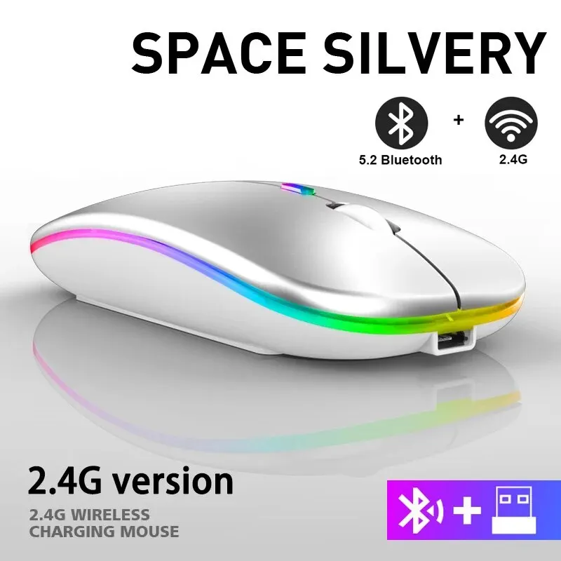 RGB Rechargeable Bluetooth Wireless Mouse with LED Backlight for Computers-image