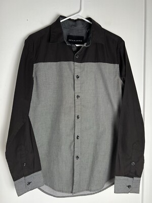 Sean John Button Up Shirt Men s Size Medium M Black White Color Block Y2K 90s