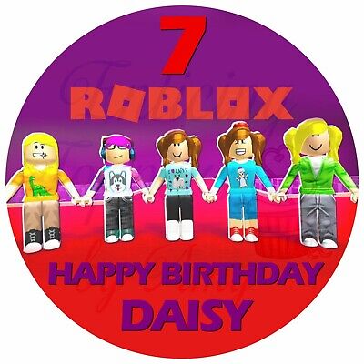 7 5 Roblox Girls Edible Personalised Cake Topper Ebay - roblox cake images for girls