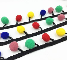 Unilateral Pom Pom Colorful Ball Fringe Braid lace Trim crafting sewing
