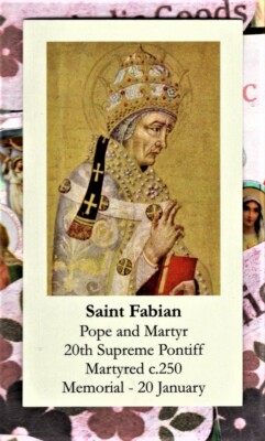 Saint Fabian - Prayer in Honor (2'' x 3 1/2'') Heavy Paperstock Holy Card