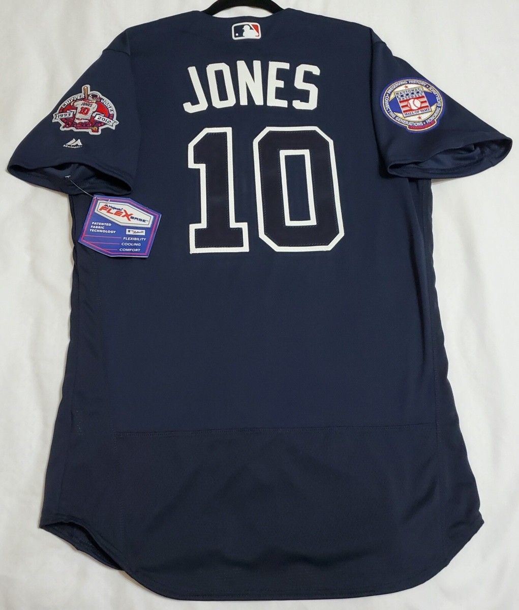 AUTHENTIC MAJESTIC CHIPPER JONES 60 4XL, ATLANTA BRAVES FLEX BASE