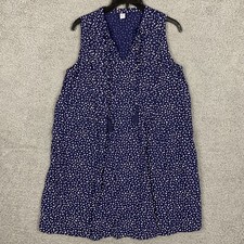 Old Navy Womens M Blue White Leopard Print Sleeveless Shift Dress V-Neck Tassels