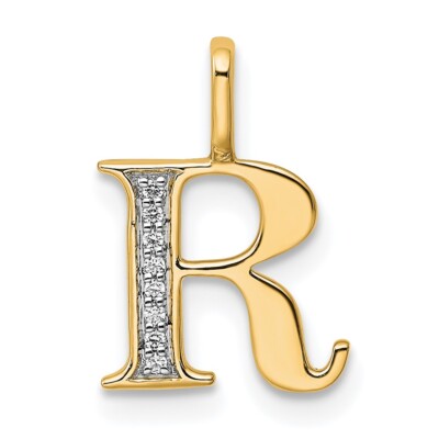 10k Yellow Gold Diamond Letter R Initial Pendant PM8365R-002-1YA