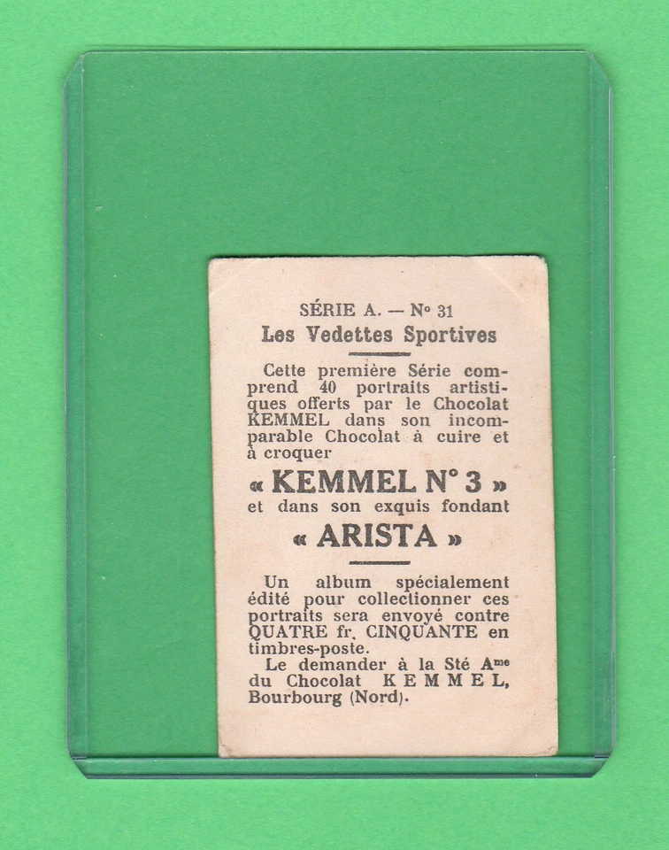 Primo Carnera  1940 Kemmel Les Vedettes Sportive Boxing Card  Rare - Image 2 of 2