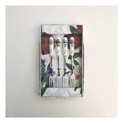 Fine China & Stainless Steel SET OF 4 Cake Forks