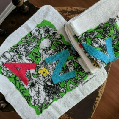 Cannon Mills Vtg Set of Animal A to Z Washcloths Terry Towels