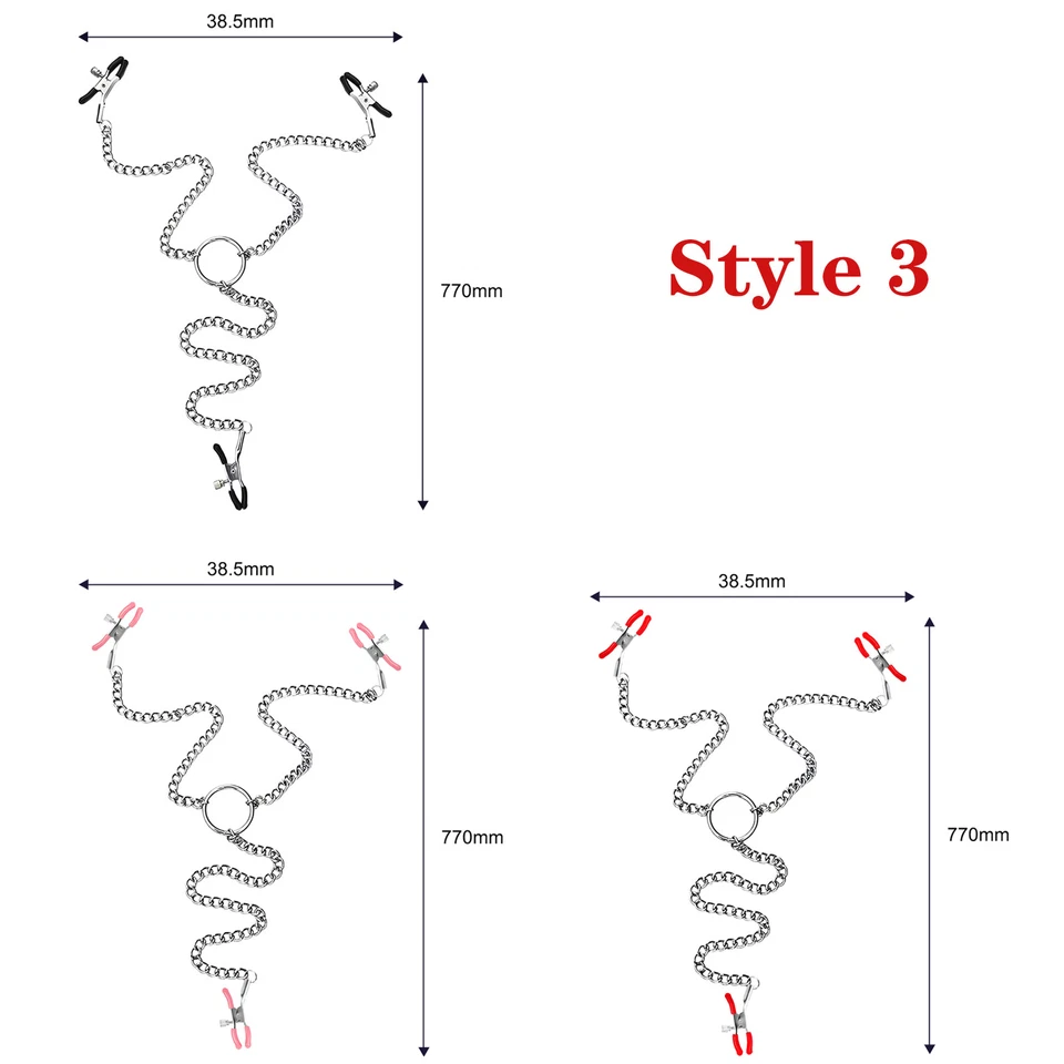 Abrazadera de pezón de acero inoxidable ajustable de 1 pieza abrazadera de cadena de perlas para mujer SM Foto 4 de 4