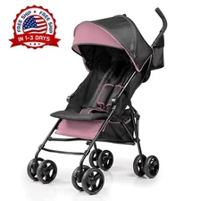 Cochecito De Bebé Práctico: Ligero Y Plegable, Tipo Paraguas Para Viajes (Rosa)