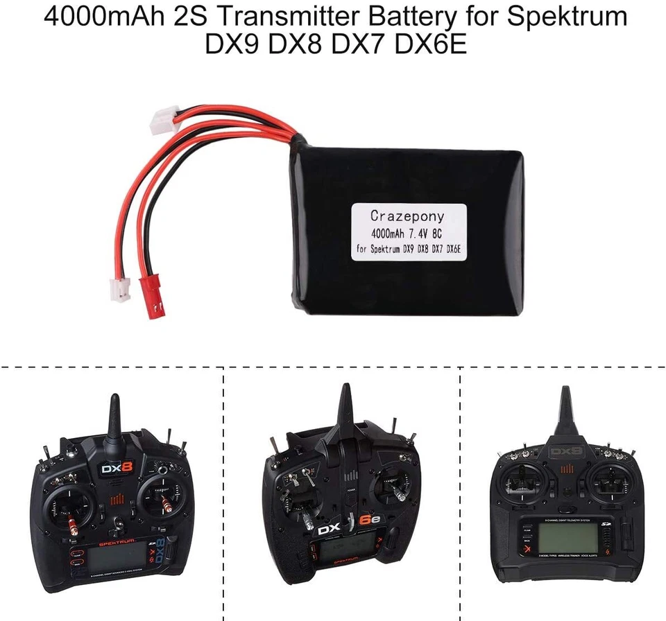 4000mah 2s Lipo Akku 8c/16c 7,4v Jst Jr Plug Balancer Stecker Für Spektrum - Bild 4 von 4