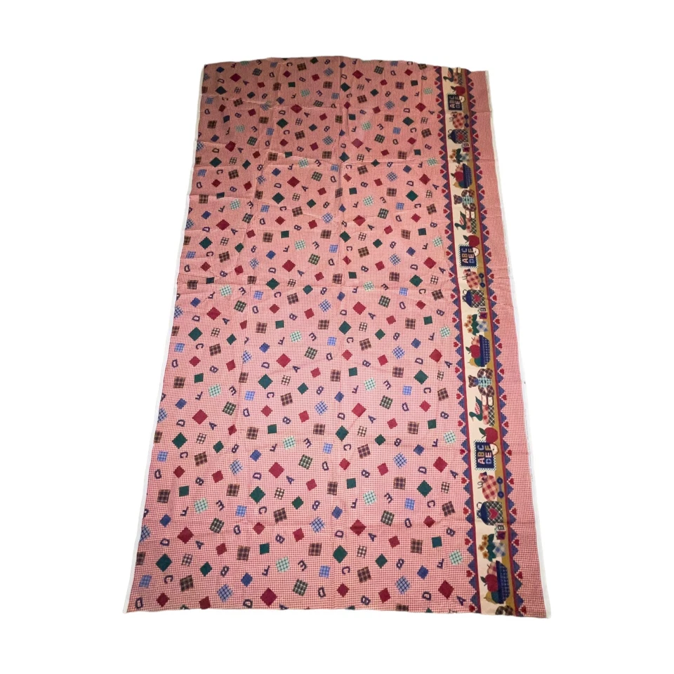 New Cranston Print Works VIP Teacher 2 Yards Fabric Material ABCs Gingham Class - Image 2 of 2