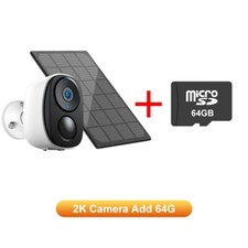 2K Solar Battery Powered Wireless Security Camera Wifi 3MP 2-Way Audio  64GB
