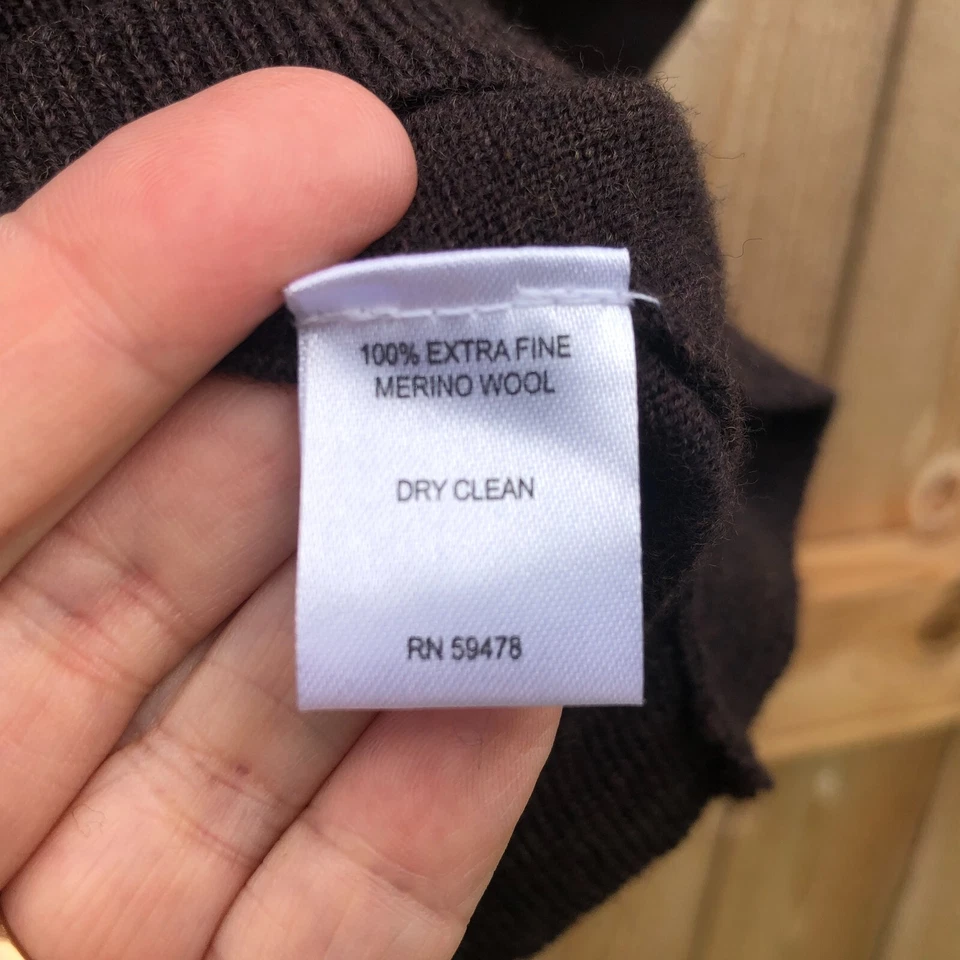 Suéter Garret Scott Extra Fino Lana Merino Cuello en V Pullover Marrón Para Hombre Talla XXL Foto 4 de 4