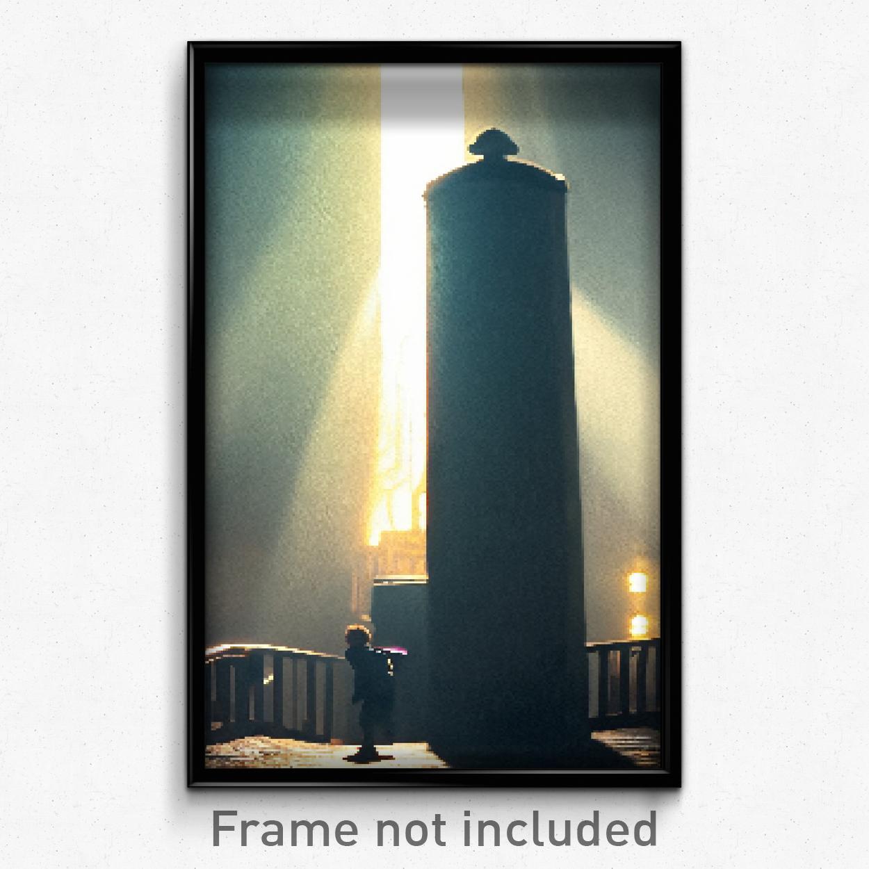 8-Bit Haunting Shaft Pixel Art Psychedelic Video Game Poster