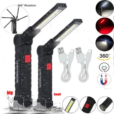USB Rechargeable LED COB Work Light Mechanic Flashlight Lamp Magnetic Base Lamp