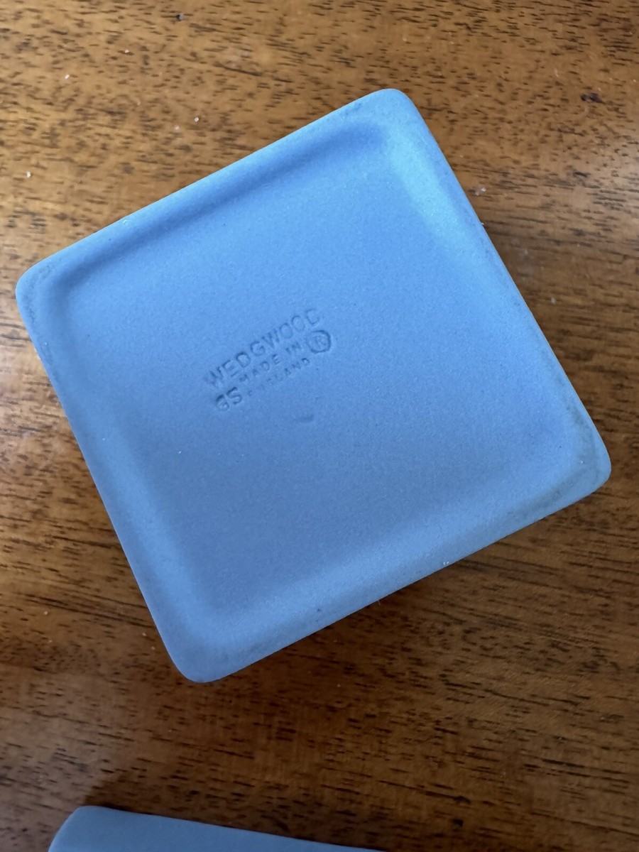 Vintage Wedgwood Small Blue Square Ring Box Jasperware Vintage Wedgwood Small Blue Square Ring Box Jasperware