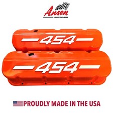 Big Block Chevy 454 Tall Valve Covers Orange With Raised Logo - Ansen Usa