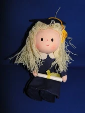 New Vintage Rare Girl Graduate Rag Doll 8"
