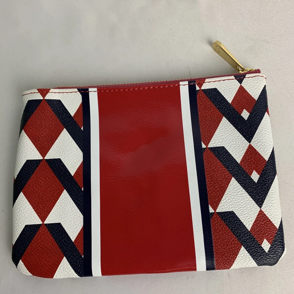 Bolsa C.Wonder pequena com zíper design geométrico azul framboesa e bolsa de pó  - Imagem 3 de 4