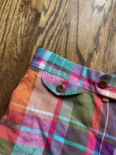 Polo Ralph Lauren vintage uomo pantaloncino 100% lino taglia 34 quadri madras golf colorato - Foto 4 di 12