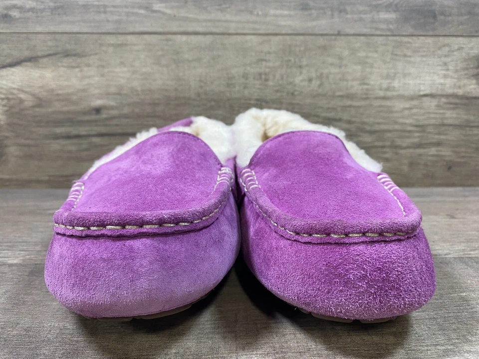 Zapatillas mocasines UGG Ansley UGGpure forro de lana púrpura gamuza para mujer talla 7 Foto 3 de 4