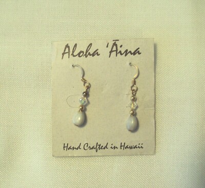  ALOHA AINA GOLD TONE CRYSTAL STONE DANGLE PIERCED EARRINGS #27