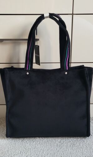 Large Juicy Couture Black Velour Tote Bag - Picture 3 of 8