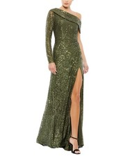 Mac Duggal Sequined Drop Shoulder Faux Wrap Gown Women's