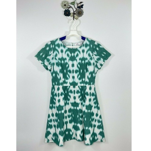 Vineyard Vines Ikat Dress Amazon Green White Size 10 Fit And Flare Short Sleeve
