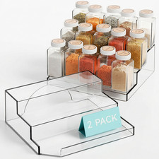 2 Pack 3 Tier Clear Acrylic Spice Rack Organizer for Cabinet and Pantry