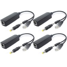 4-Pack 5V Gigabit PoE Splitter, 48V to 5V 2.4A Adapter, 10/100/1000Mbps, Plug...