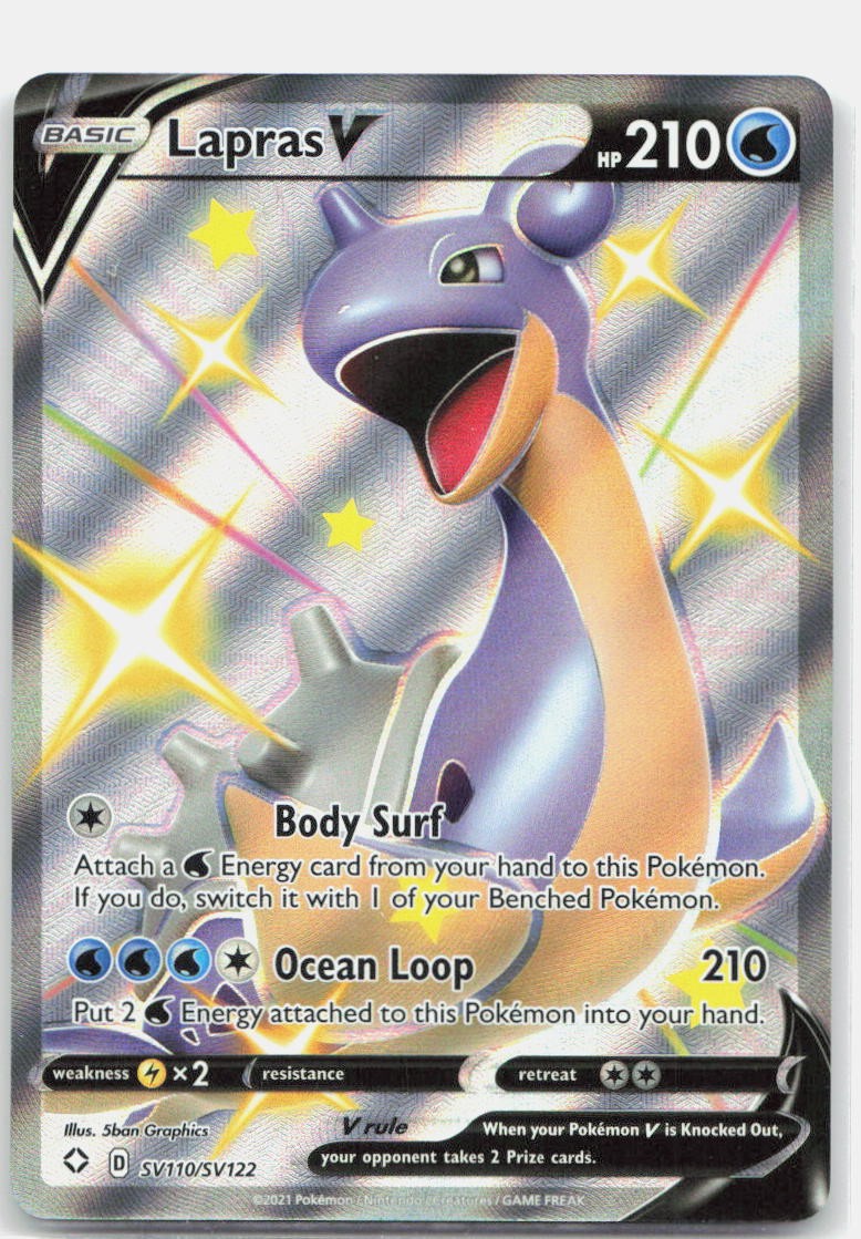 Lapras V SV110/SV122 Holo V Rare Shining Fates Shiny Vault Pokemon Near Mint