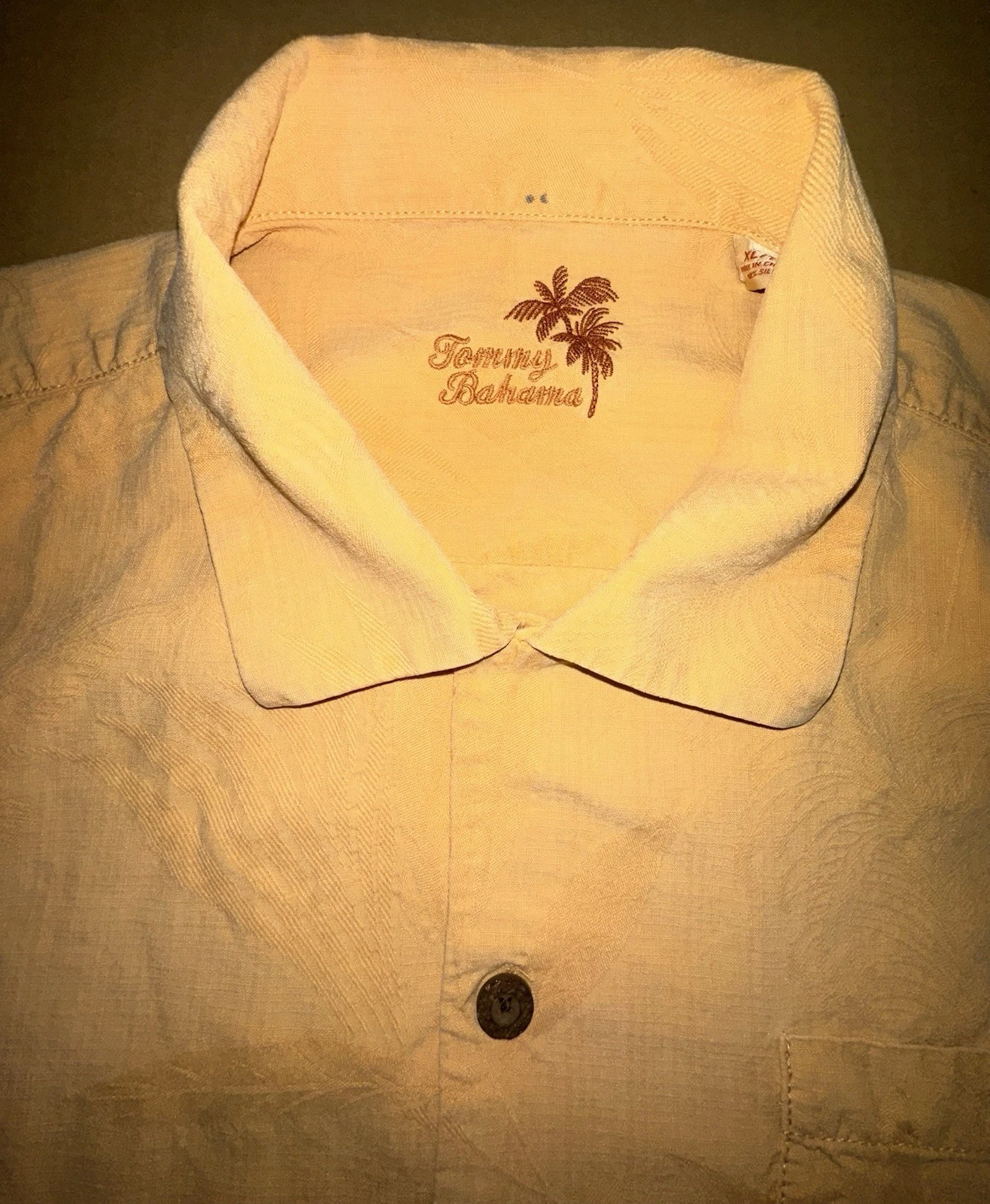 XL Tommy Bahama Shirt Men’s Hawaiian Button Up Aloha Orange Silk Read H-32