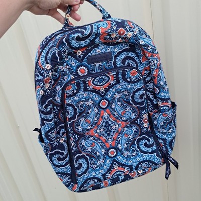 Vera Bradley Navy Blue Orange Vibrant Floral Paisley Quilted  display picture 3
