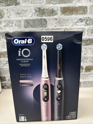 New Oral-B iO Series 7 Pro Electric Toothbrush 2 Pack 4 Brush Heads Black & Rose