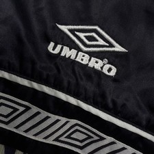 Vtg 90s Umbro SHINY Royal Black SATIN Futbol SOCCER Athletic Shorts Large