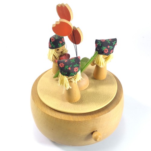 Schmid Wooden Music Box Girls Watering Tulips 162 Plays Edelweiss Japan **PARTS