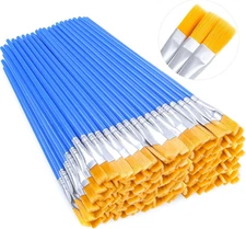 100Pcs Small Paint Brushes Bulk,  Flat Top Acrylic Classroom Brush for Kids Mini